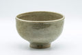 Japanese Matcha Bowl - Celadon Hantsutsu-gata Chawan - 350ml - front view showing the half-cylinder form and glaze
