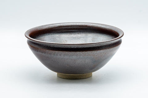 Japanese Matcha Bowl - Satiny Purple Tenmoku-gata Chawan - 250ml - side view of the satiny purple-brown tenmoku matcha bowl