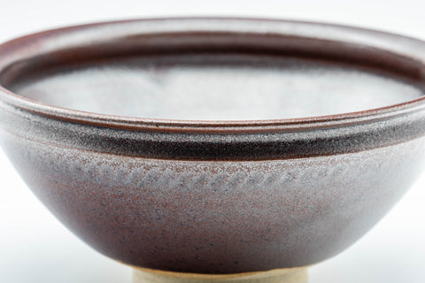 Japanese Matcha Bowl - Satiny Purple Tenmoku-gata Chawan - 250ml - three-quarter view showing the interior and rim