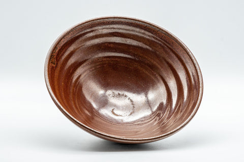 Japanese Matcha Bowl - Red Spiraling Hira-gata Summer Chawan - 300ml - view into the wide interior well