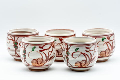 Japanese Tea Set - Floral Debeso Kyusu with 5 Yunomi - Tezumi