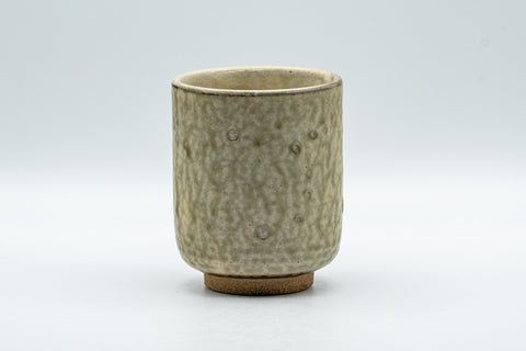 Japanese Teacup - Milky Green Koishiwara-yaki Yunomi - 180ml - front view of the milky green Koishiwara-yaki teacup