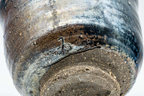 Japanese Teacup - Metallic Bronze Glazed Yunomi - 200ml - closeup of the metallic glaze texture