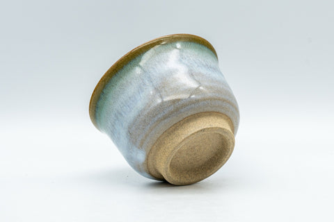 Tezumi — Japanese Teacup - Flared Blue-green Yunomi - 125ml — inverted showing the foot ring