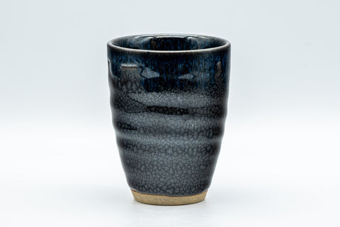 Japanese Teacup - Tenmoku Yunomi with Cerulean Drip Glaze  - 170ml