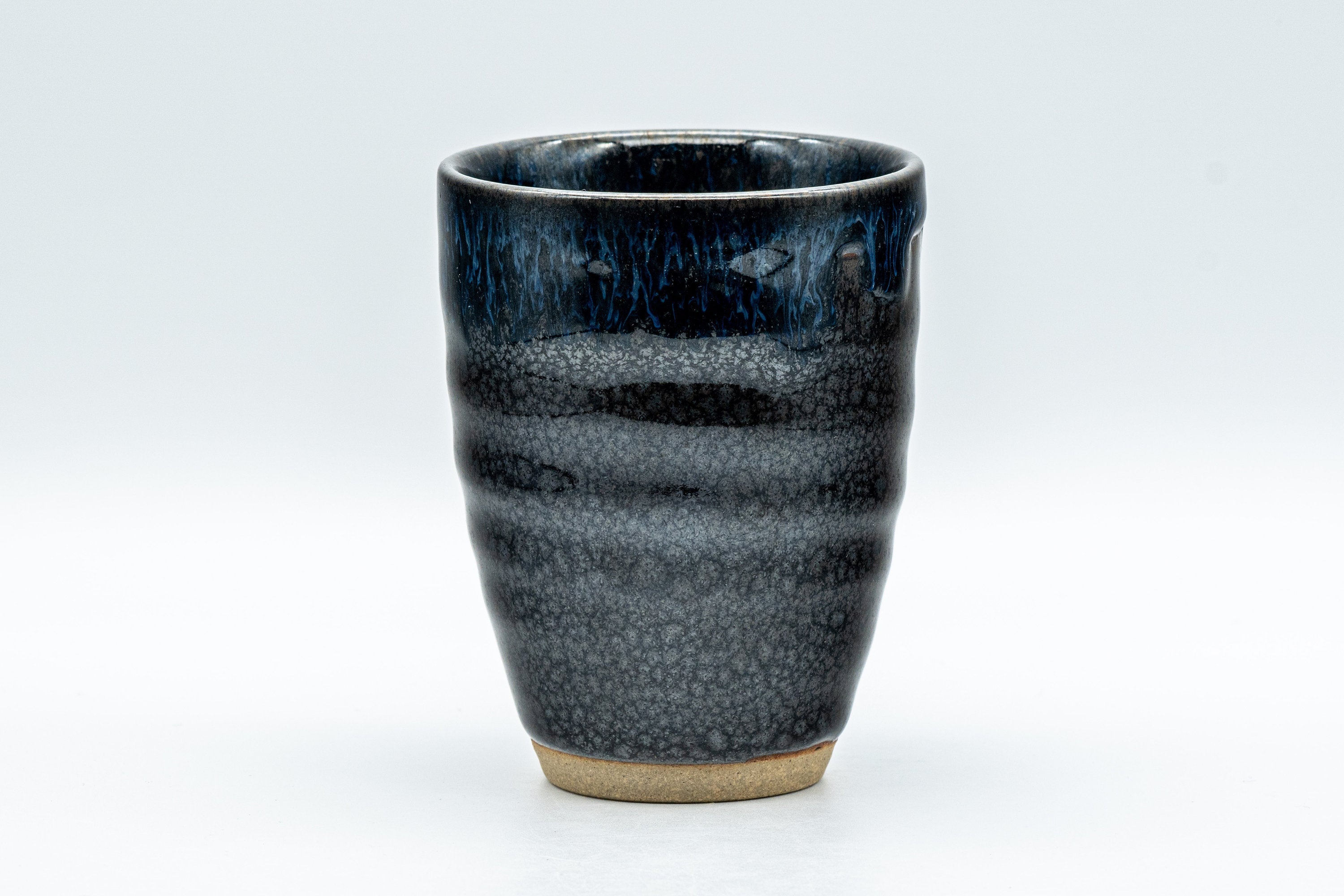 Japanese Teacup - Tenmoku Yunomi with Cerulean Drip Glaze  - 170ml