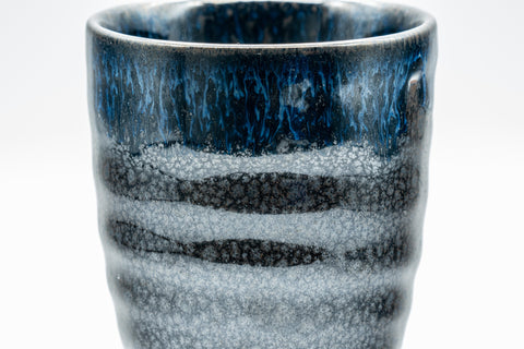 Japanese Teacup - Tenmoku Yunomi with Cerulean Drip Glaze  - 170ml