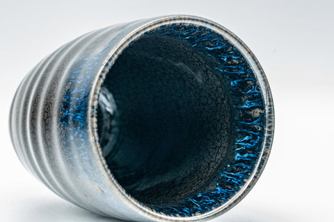 Japanese Teacup - Tenmoku Yunomi with Cerulean Drip Glaze  - 170ml