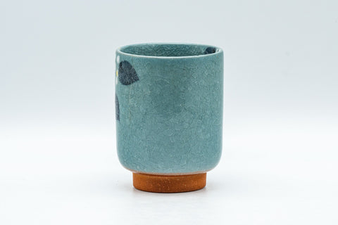 Japanese Teacup - Robin's Egg Blue Yunomi with Painted Flowers  - 150ml