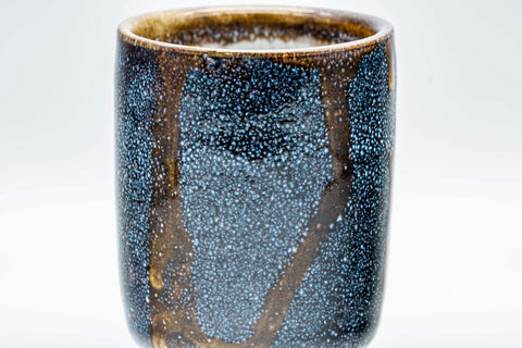 Tezumi — Japanese Teacup - Blue Yuteki Yunomi - 110ml — top-down view of the glazed interior