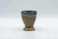 Japanese Teacup - Turquoise Agano-yaki Senchawan - 60ml - front view showing the turquoise enamel rim