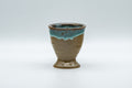 Japanese Teacup - Turquoise Agano-yaki Senchawan - 60ml - front view of the small turquoise-glazed Agano-yaki teacup with flared foot