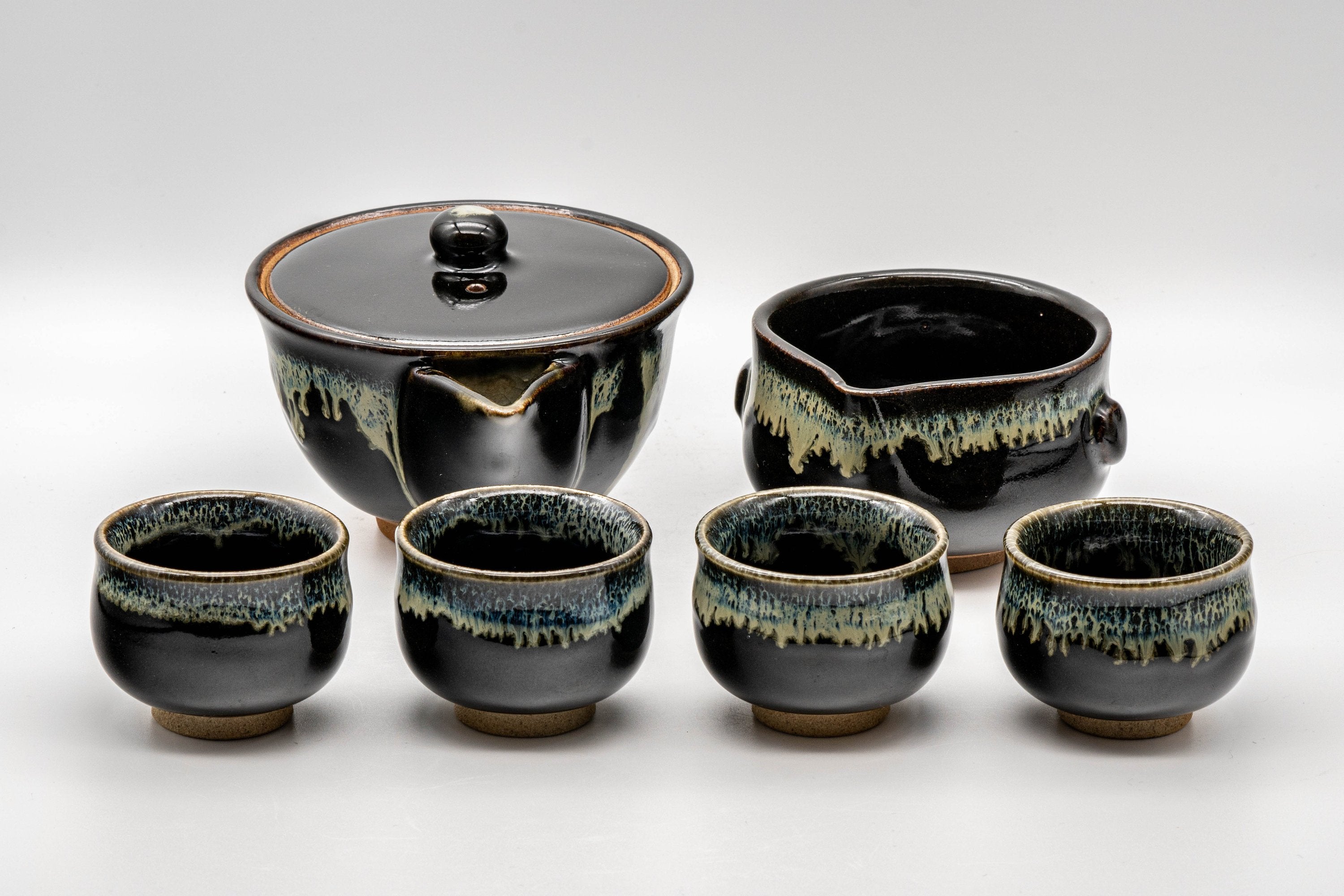 Japanese Tea Set - 桂山窯 Arita-yaki Houhin, Yuzamashi, and 4 Senchawan - 200ml - Tezumi
