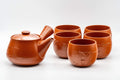 Tezumi — Japanese Tea Set - Tokoname-yaki Nasu-gata Debeso Kyusu with 5 Yunomi - 300ml — the full set arranged together