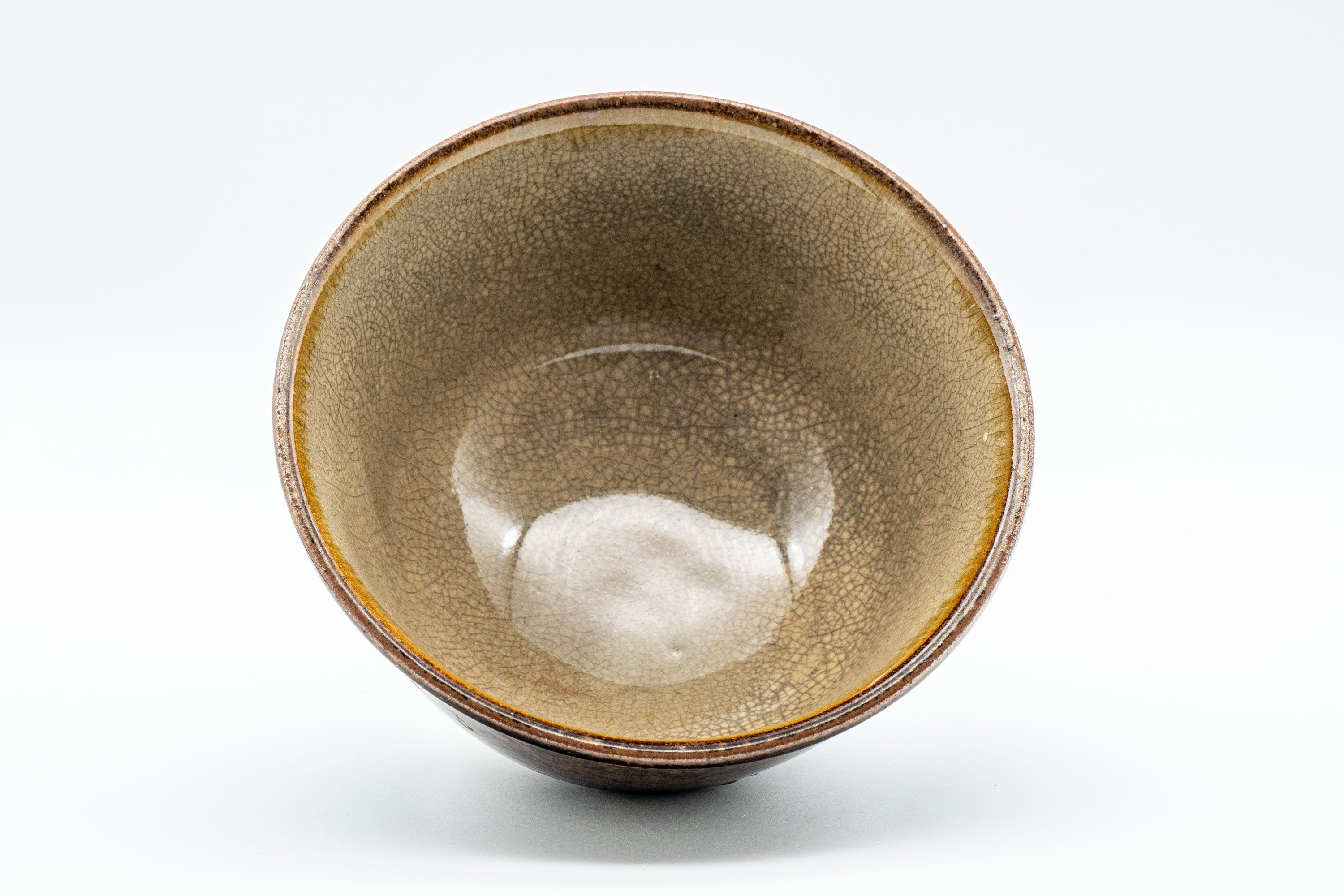 Japanese Matcha Bowl - Crazed and Mottled Drip Glazed Chawan - 350ml - Thumbnail 4