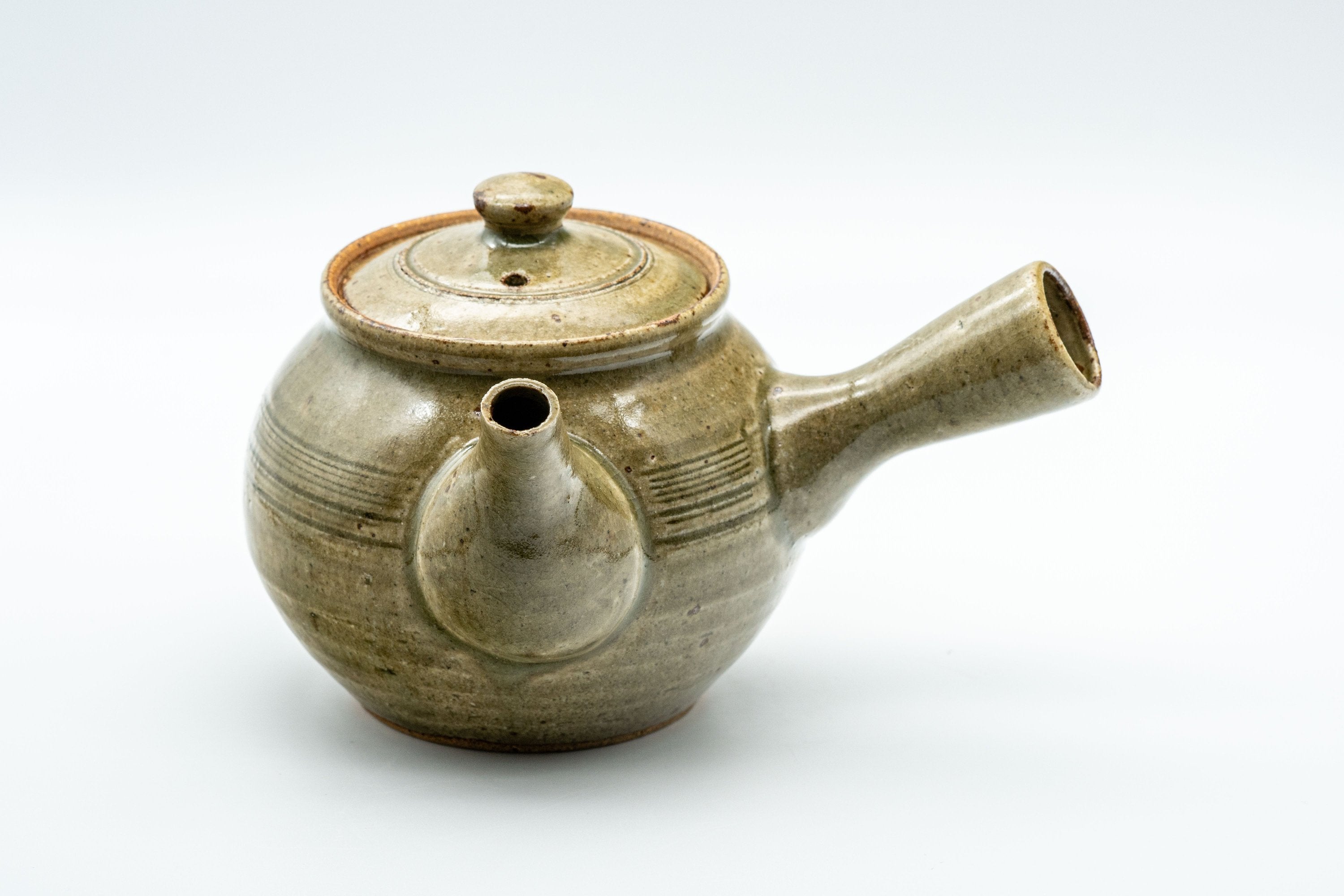 Japanese Tea Set - Speckled Olive Green Kyusu with 5 Yunomi - 350ml - Tezumi