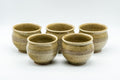 Tezumi — Japanese Tea Set - Speckled Olive Green Kyusu with 5 Yunomi - 350ml — closeup of the decoration