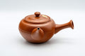 Japanese Kyusu - 有馬 Maru-gata Debeso Tokoname-yaki Teapot - 350ml - side view showing the spout and striped body