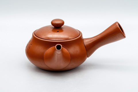 Tezumi — Japanese Kyusu - Calligraphy Nasu-gata Tokoname-yaki Debeso Teapot - 220ml — side view showing the spout