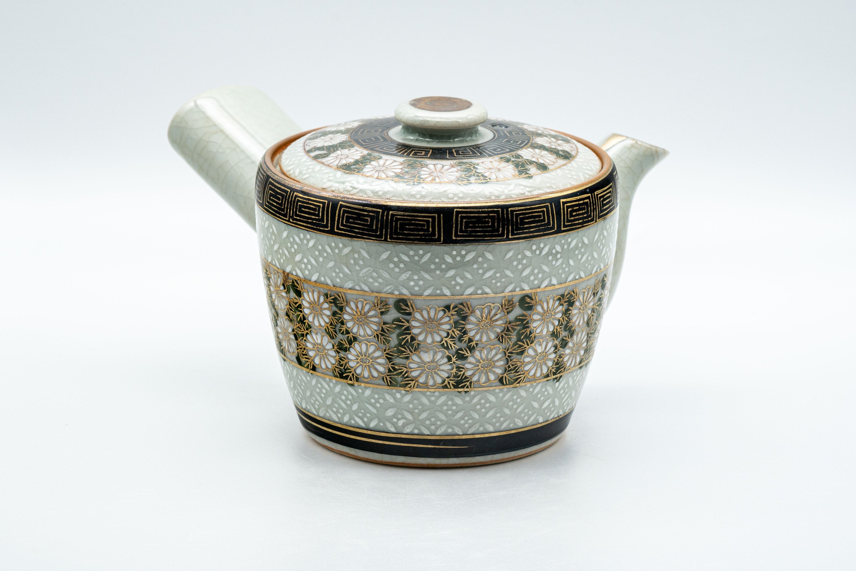 Japanese Kyusu - 九谷永楽 Floral Kutani-yaki Debeso Teapot - 350ml - Tezumi