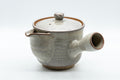 Japanese Kyusu - 萩焼 Houhin-style Hagi-yaki Do-ake Teapot - 450ml - side view showing the wide triangular spout