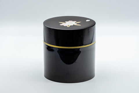 Japanese Chazutsu - Black Sakura Petal Tea Canister - 350ml - Tezumi