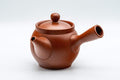 Japanese Kyusu - 福仙 Fukusen Suzuki Maru-gata Tokoname-yaki Debeso Teapot - 230ml - front three-quarter view showing the domed lid and knob