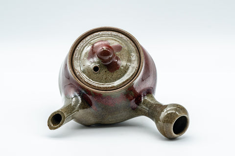 Japanese Kyusu - Red Drip-Glazed Nasu-gata Do-ake Teapot - 130ml