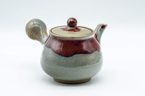 Japanese Kyusu - Red Drip-Glazed Nasu-gata Do-ake Teapot - 180ml