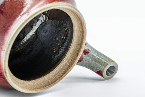 Japanese Kyusu - Red Drip-Glazed Nasu-gata Do-ake Teapot - 180ml