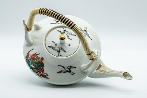 Japanese Kyusu - White Crane and Tortoise Do-ake Tea and Sake Pot - 300ml - Tezumi