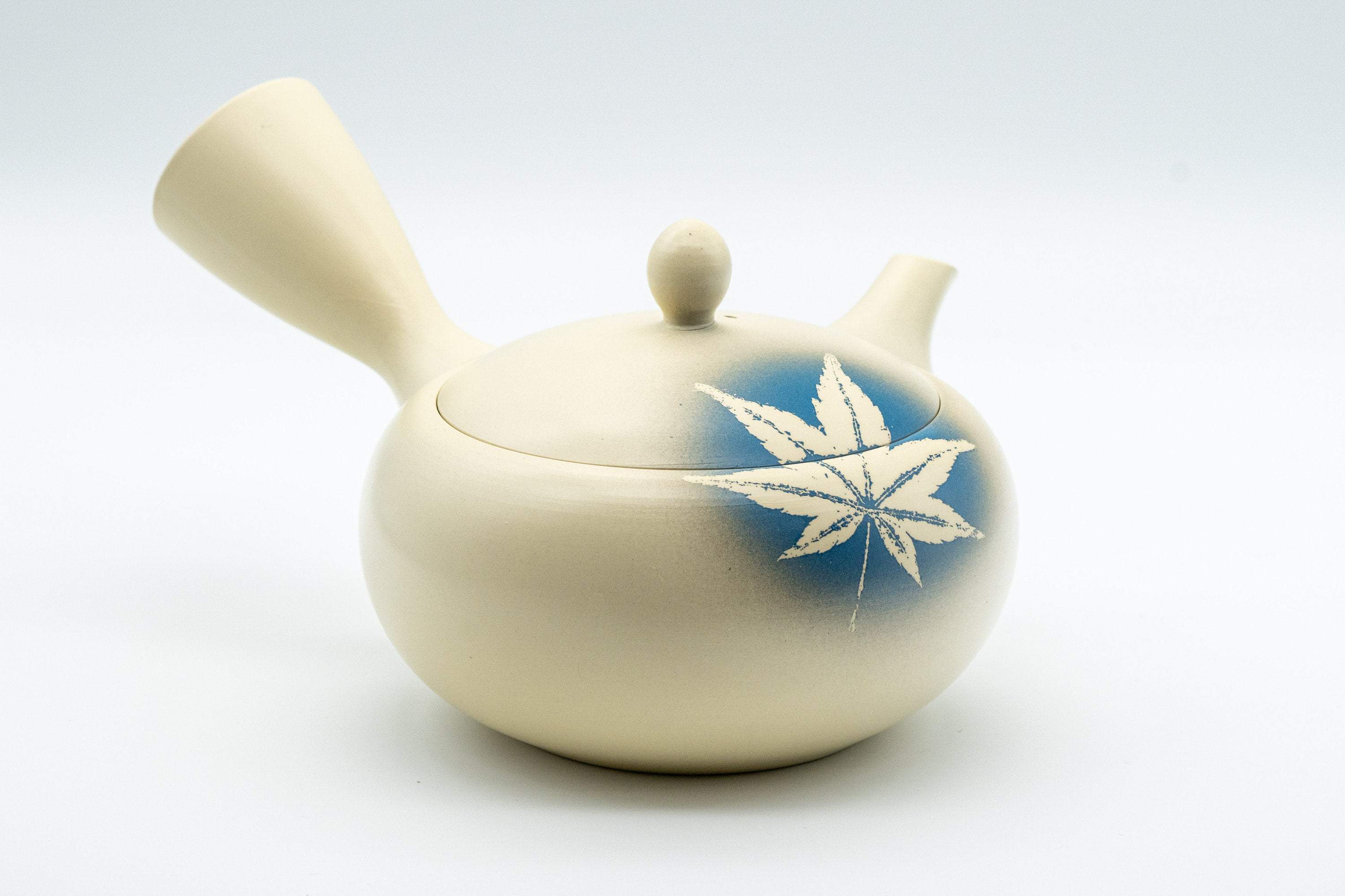 Japanese Kyusu - 高資窯 Ivory Momiji Takasuke Tokoname-yaki Debeso Teapot - 260ml - Tezumi