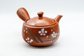 Tezumi — Japanese Kyusu - Plum Blossoms Tokoname-yaki Teapot - 350ml — three-quarter view
