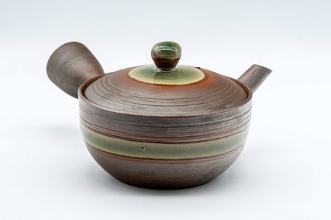 Japanese Kyusu - 童山 Ash Green Glazed Banko-yaki Teapot - 230ml - Tezumi