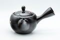 Japanese Kyusu - Sakura Black Kurodei Tokoname-yaki Teapot - 350ml - three-quarter view from the opposite side