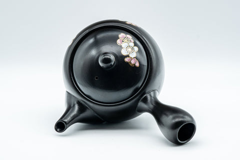 Japanese Kyusu - 福仙窯 Fukusen Kiln Plum Blossoms Black Kurodei Tokoname-yaki Teapot - 350ml