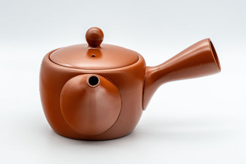 Tezumi — Japanese Kyusu - Floral Tokoname-yaki Teapot - 325ml — three-quarter view from the opposite side