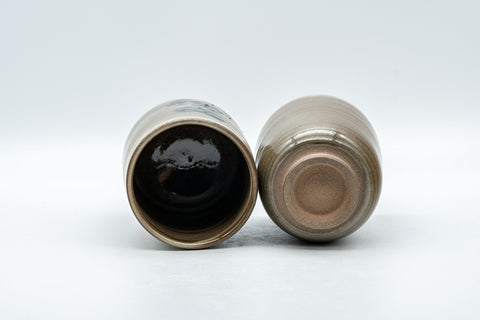 Japanese Teacups - Pair of Yukiyama Kiln Meoto Yunomi - top-down view of both cups showing the interiors