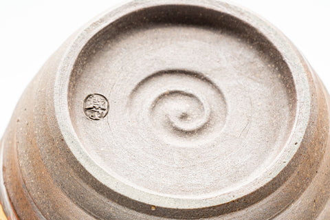 Japanese Teacups - Pair of Ido-gata Shigaraki-yaki Yunomi - 175ml - angled view showing the unglazed foot