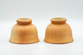 Japanese Teacups - Pair of Shigaraki-yaki Senchawan - both cups inverted showing the footrings