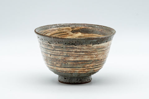 Japanese Teacup - Hakeme Glazed Stoneware Yunomi - 150ml - front view of the cup