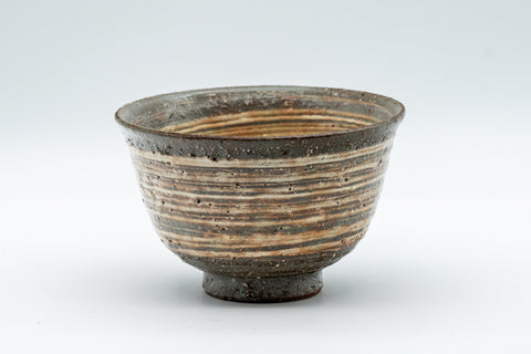 Japanese Teacup - Hakeme Glazed Stoneware Yunomi - 150ml - side view of the cup