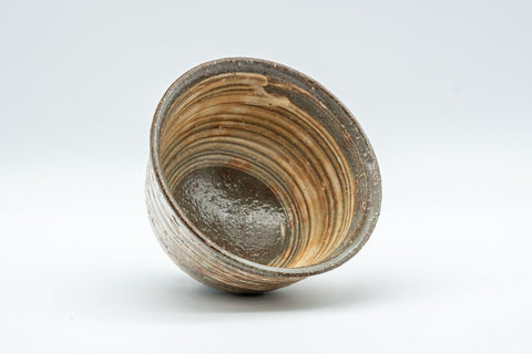 Japanese Teacup - Hakeme Glazed Stoneware Yunomi - 150ml - angled view looking into the glazed interior