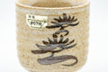 Japanese Teacup - Stoneware Tsutsu-gata Karatsu-yaki Yunomi - 120ml - closeup of the painted iron-underglaze plant decoration