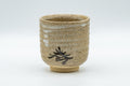 Japanese Teacup - Stoneware Tsutsu-gata Karatsu-yaki Yunomi - 120ml - front view showing the iron-underglaze decoration