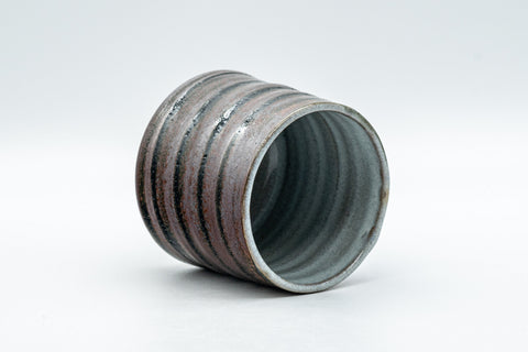 Japanese Teacup - Ribbed Tsutsu-gata Yunomi - 130ml - angled view looking into the rim and interior