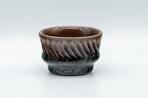Tezumi — Japanese Teacup - Groovy Multicoloured-Glazed Guinomi - 50ml — front view from another angle