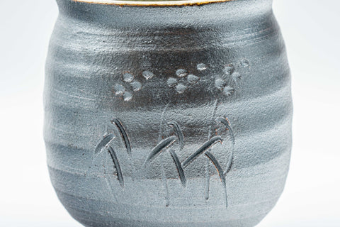 Japanese Teacups - Pair of Meoto Metallic Grey and Mottled Green Yunomi