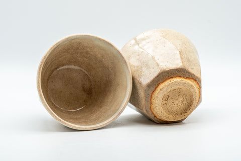 Japanese Teacups - Pair of 啓 Heptagonal Hagi-yaki Yunomi - 130ml