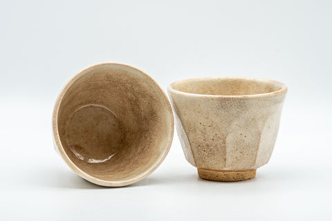 Japanese Teacups - Pair of 啓 Heptagonal Hagi-yaki Yunomi - 130ml
